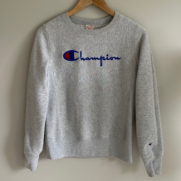 Vintage Champion Reverse Weave Warm Up Spell-Out Heathered Crewneck - Picture 9 of 9
